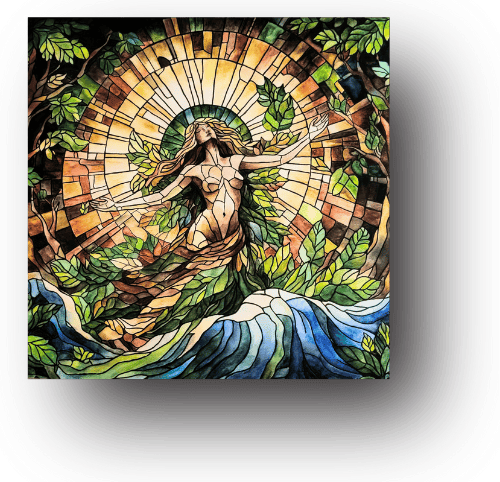 tiffany swensen watercolor painting Gaia stained glass