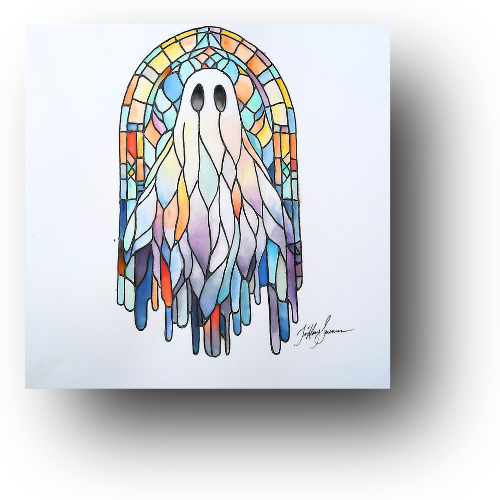 Tiffany Swensen watercolor painting ethereal glass ghost stained glass