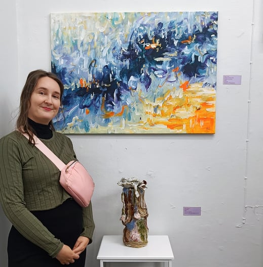 painting "oracle of truth" at Koola Art Space exhibition in Helsinki