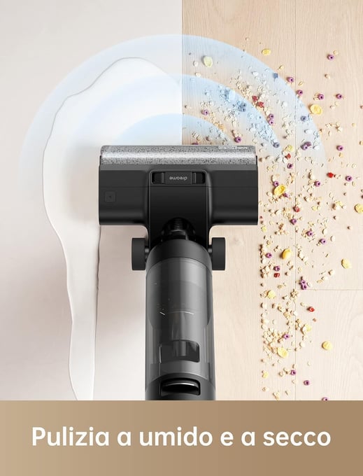 Dreame H12 Pro in modalità di aspirazione e lavaggio simultanei