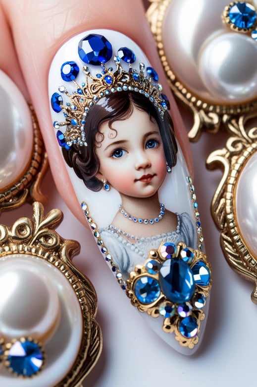 nail design girl with crown