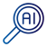 Icône de loupe avec “AI”, symbolisant un audit IA.