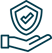 a hand holding a shield with a check mark mark on it