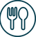 a fork and spoon with a fork and spoon in the middle of a circle