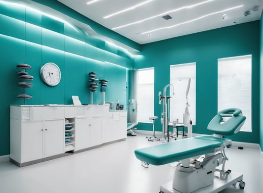 a woman in a dentist's chair with a mask on
