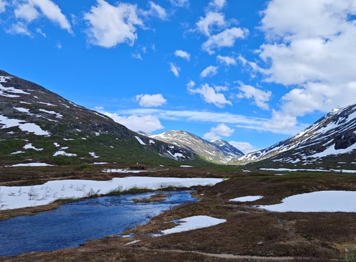 Trollstigen plateau with snow in Norway