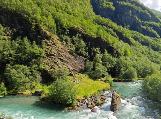 Green mountain slope in Norway