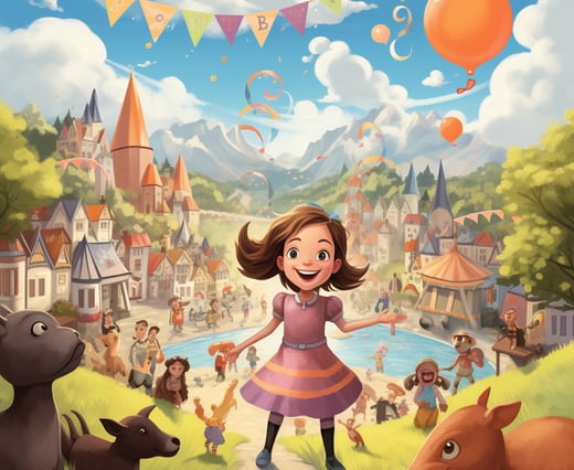Happy girl dancing with balloons 