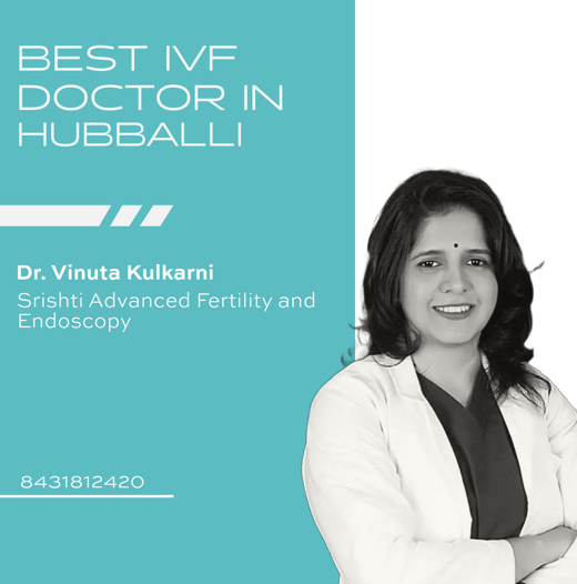 A banner featuring Dr. Vinuta Kulkarni as the top-rated IVF doctor in Hubballi