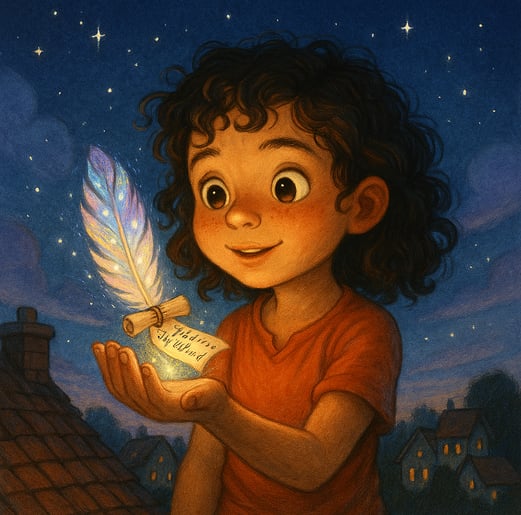 kid stories: a young girl holding a feather