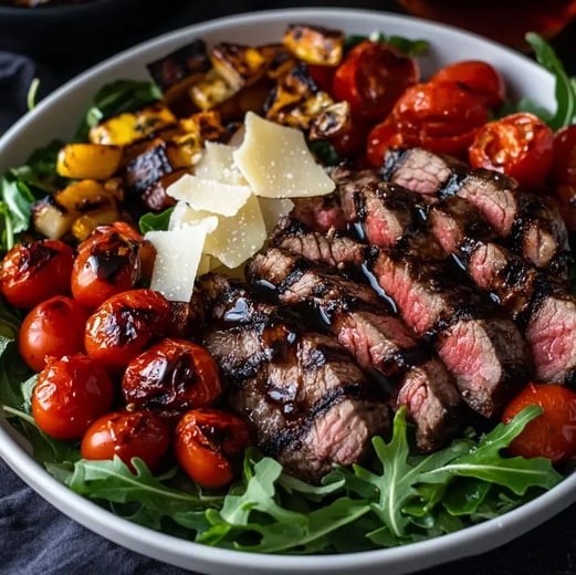 Frischer Salat mit Steak Streifen