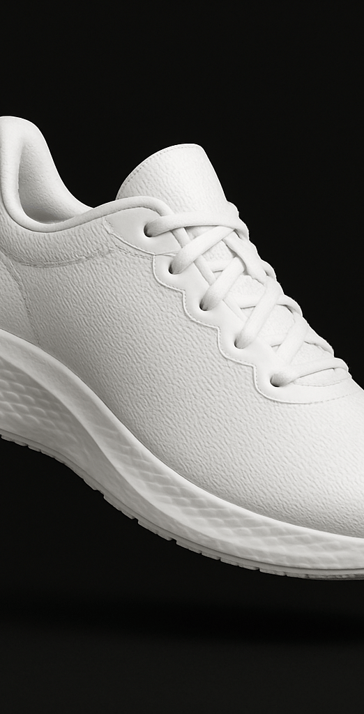 a white shoe with a white shoelaced shoelaced on it