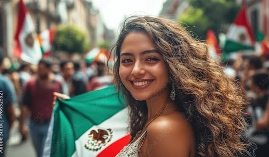 Mexican girl hold flag