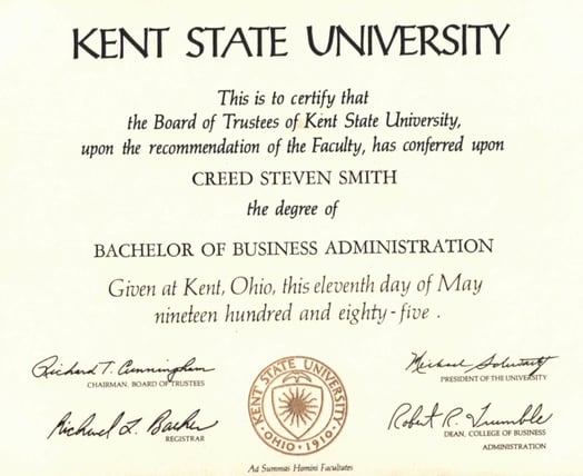 Creed Smith Bachelor Of Business Administration Diploma