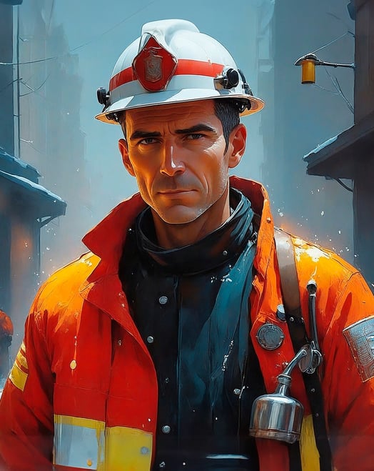 A comic painting of a fireman