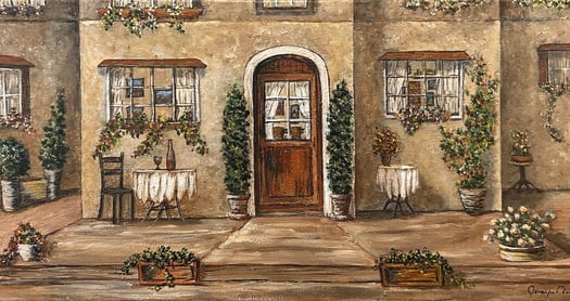 Italy Trattoria, 2025,. Acrylic on canvas, 8 x 16 x 3/4 inches  $250