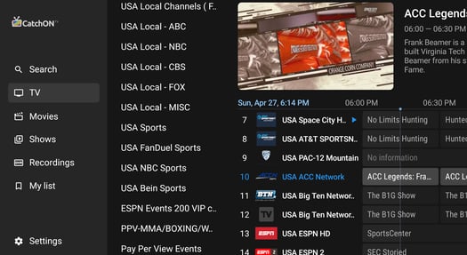 catchon tv my live tv channels