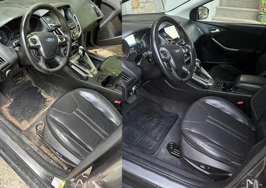 Interior Detailing Image “Deep interior car detailing with steam cleaning and vacuuming of seats"