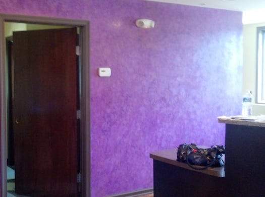 purple venetian plaster created by marcine for a dental office in Parsippany, NJ