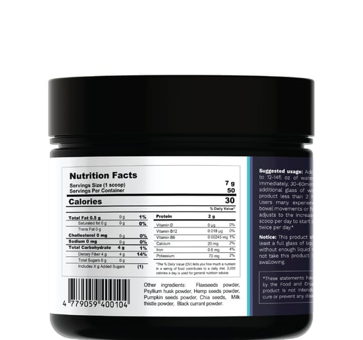 berry broom packaging of food supplement back  view