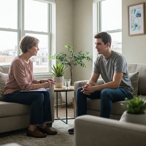 Counselor interacting with a client.