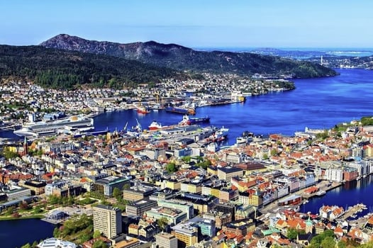 View of Bergen Norway from Mount Floyen