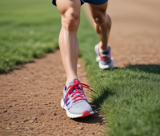 athlete in running shoes on dirt track