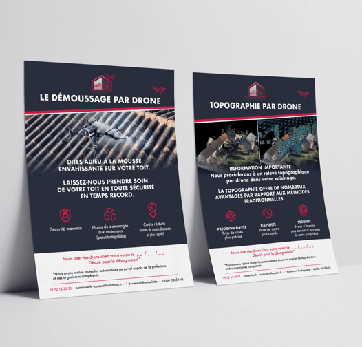 Réalisation : Flyers pour OFFICE PLAN & BATIDRONE - Amy Atelier Graphique