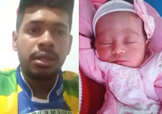 a man with a baby in a pink outfit