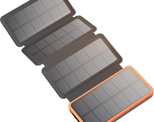 Powerbank solare pieghevole Hiluckey da 25000mAh con quattro pannelli solari