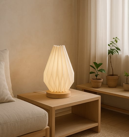 an origami table lamp