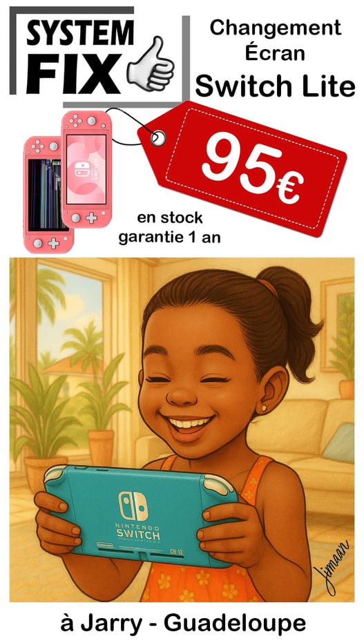 réparation écran switch lite en guadeloupe