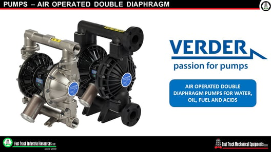 Verder Air Operated Diaphragm Pumps (also known as AODD and Double Diaphragm Pumps). 