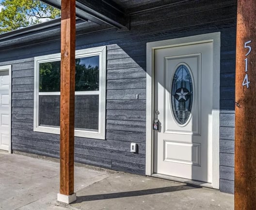 a house with a white door