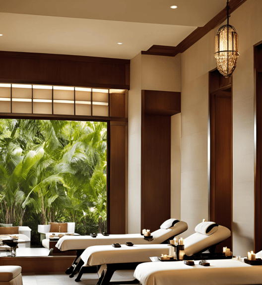 a spa room with a view of a spa