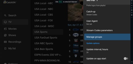 catchontv manage groups