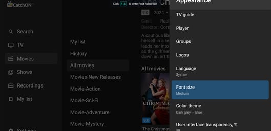 Customize the apeparance of catchontv App