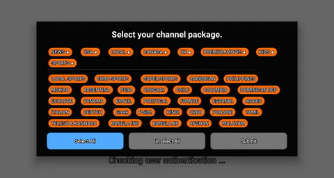 select channel package for catchon tv app
