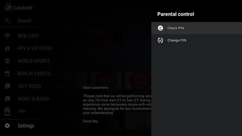 catchontv parental controll setting