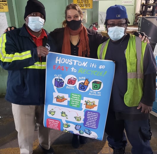 poster, hunnie bumble poster, partnership, recycling, houston recycles, houston, philanthropy