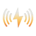 gold thunder bolt with sound waves