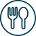 a fork and spoon with a fork and spoon in the middle of a circle