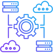 Vector icon of neural network nodes and code brackets representing ML engineering