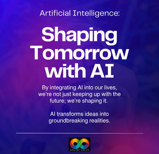a person holding a cell phone with the words shaping tomorrowg tomorrow with AI