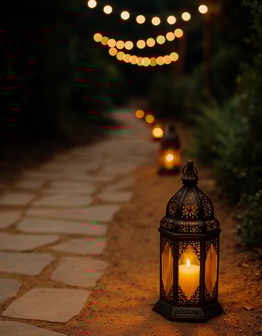 Moroccan lanterns along walkways