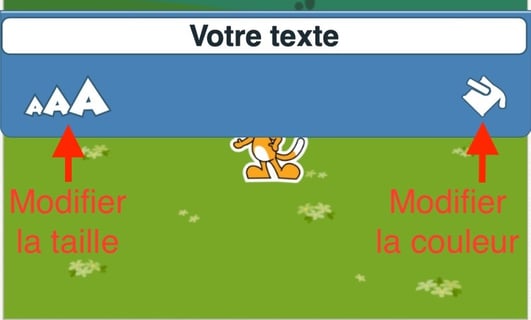 ScratchJr - ajouter des titres et des textes sur la scène