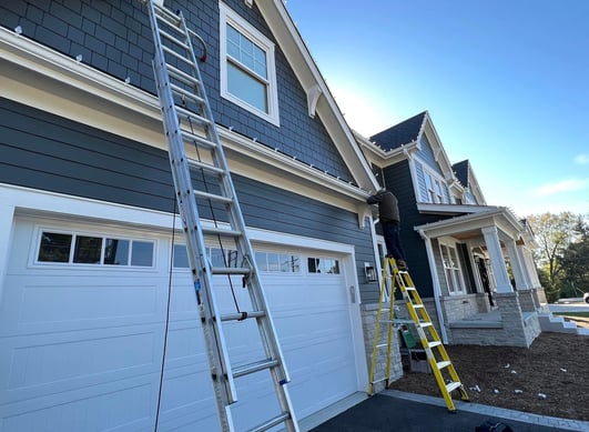 Christmas light installation in central Illinois