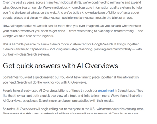 Google's introducion of AI Overviews