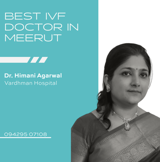 A graphic showcasing Dr. Himani Agarwal recognized as the Best IVF Doctor in Meerut