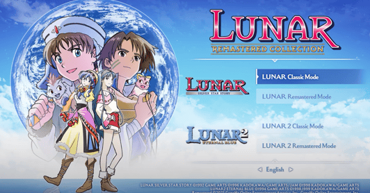 Lunar Remastered Collection Title Screen
